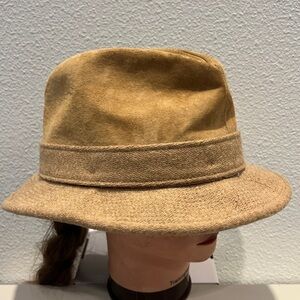 Vintage Knox Light Brown Suede fedora hat 7 1/8 Feather
